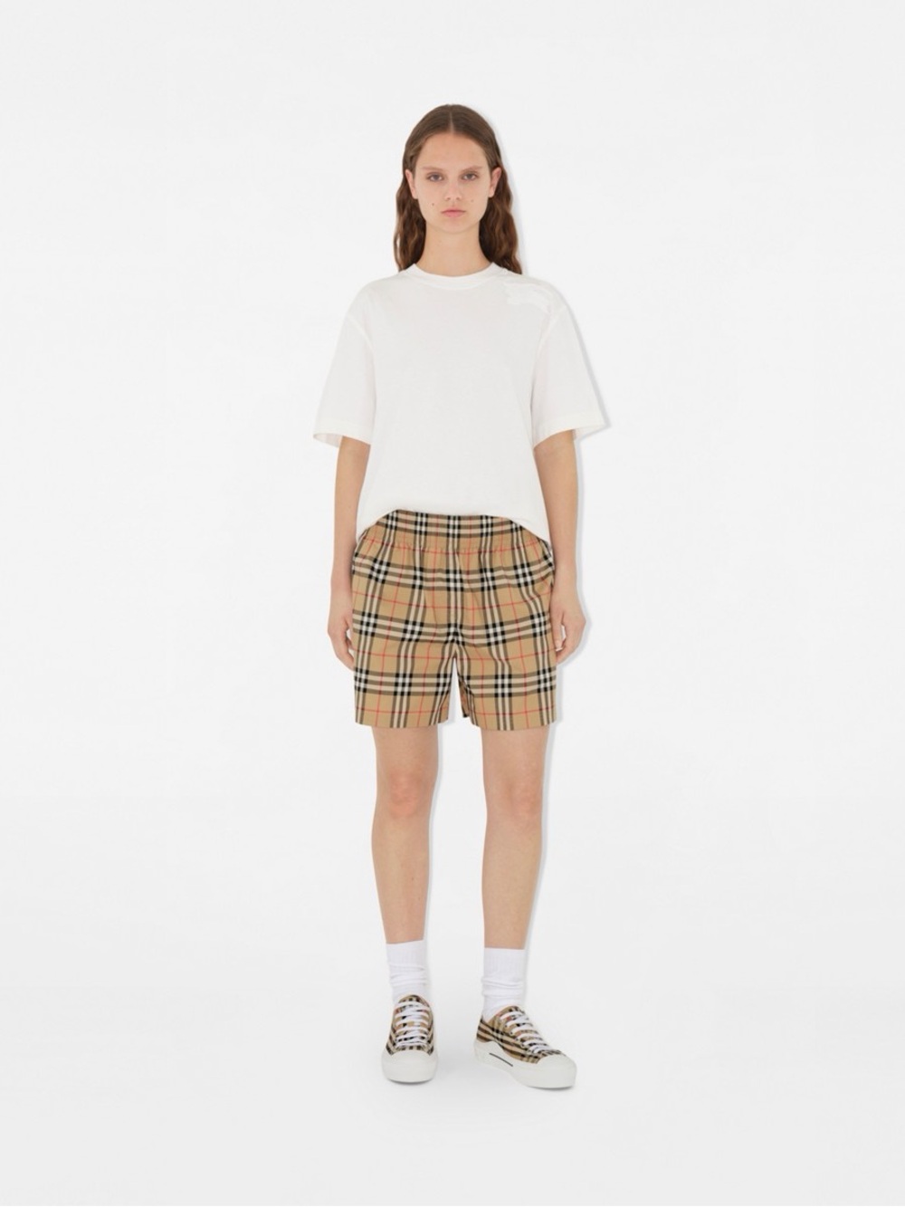 Burberry Tan Checkered Women's Bermuda Shorts